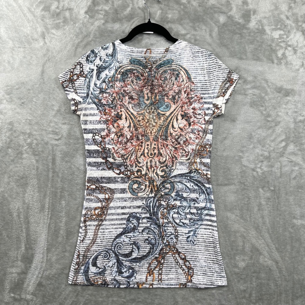 Vintage Y2K 2000's Daytrip Sequin Abstract Top Women's M Grunge Art to Wear - Picture 2 of 8